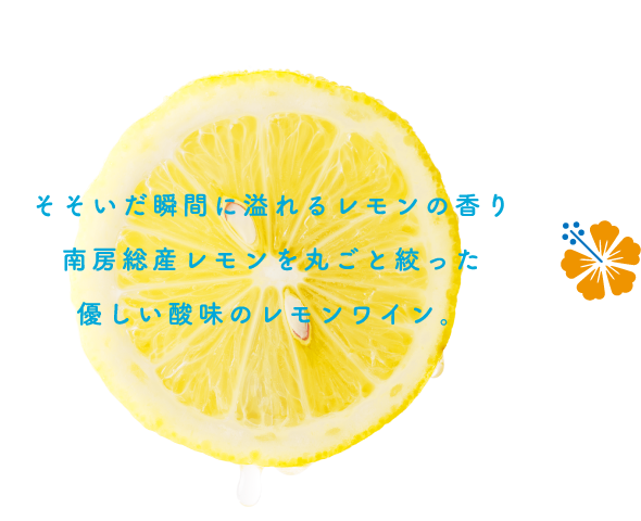 そそいだ瞬間に溢れるレモンの香り南房総産レモンを丸ごと絞った優しい酸味のレモンワイン。